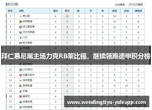 拜仁慕尼黑主场力克RB莱比锡，继续领跑德甲积分榜